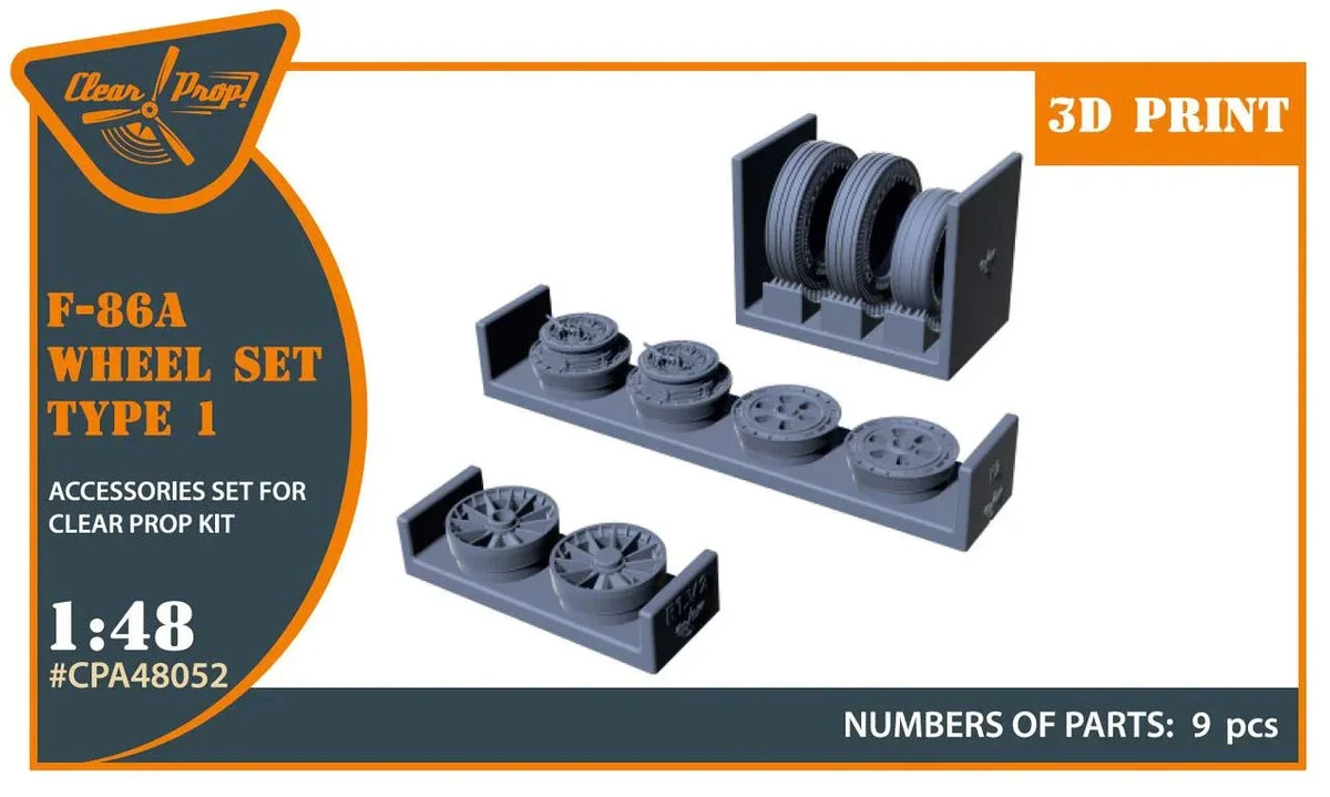 1/48 Clear Prop F-86A Wheel Set Type 1 (CP) 48052