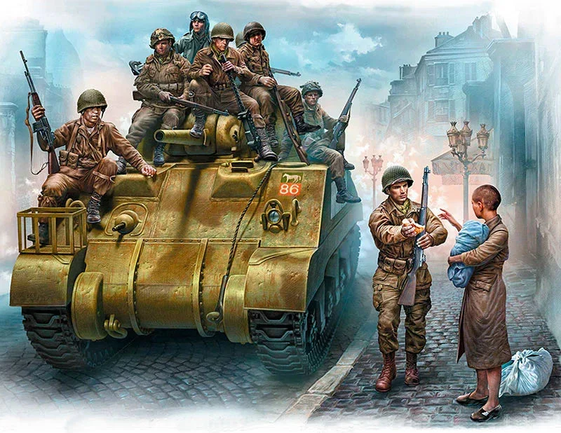 1/35 Master Box The 101st Light Company US Paratroopers & British Tankman, France, 1944 35164 - Master Box LTD