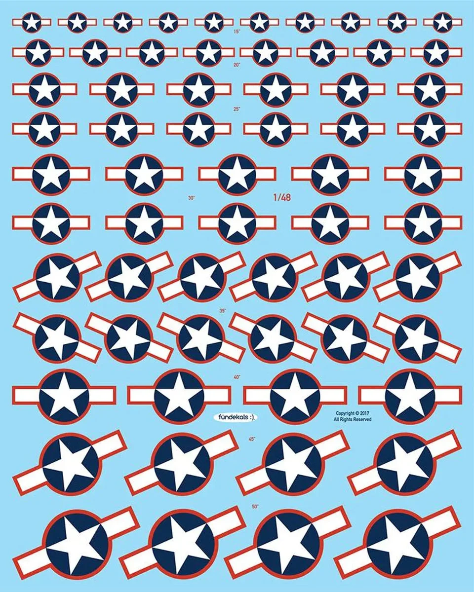 1/48 Fundekals STARS & BARS STANDARD WWII 48011
