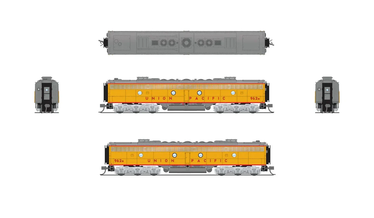 N Broadway Ltd EMD E9 A/B UP 954 / 962B Yellow & Gray A-Unit Paragon4 Sound/DC/DCC, Unpowered B-Unit 8826
