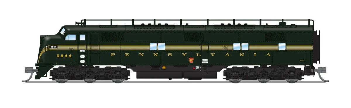 N Broadway Ltd EMD E7 A/B PRR 5844A/5844B DGLE 5-Stripe, A-Unit Paragon4 Sound/DC/DCC, Unpowered B-Unit 8772