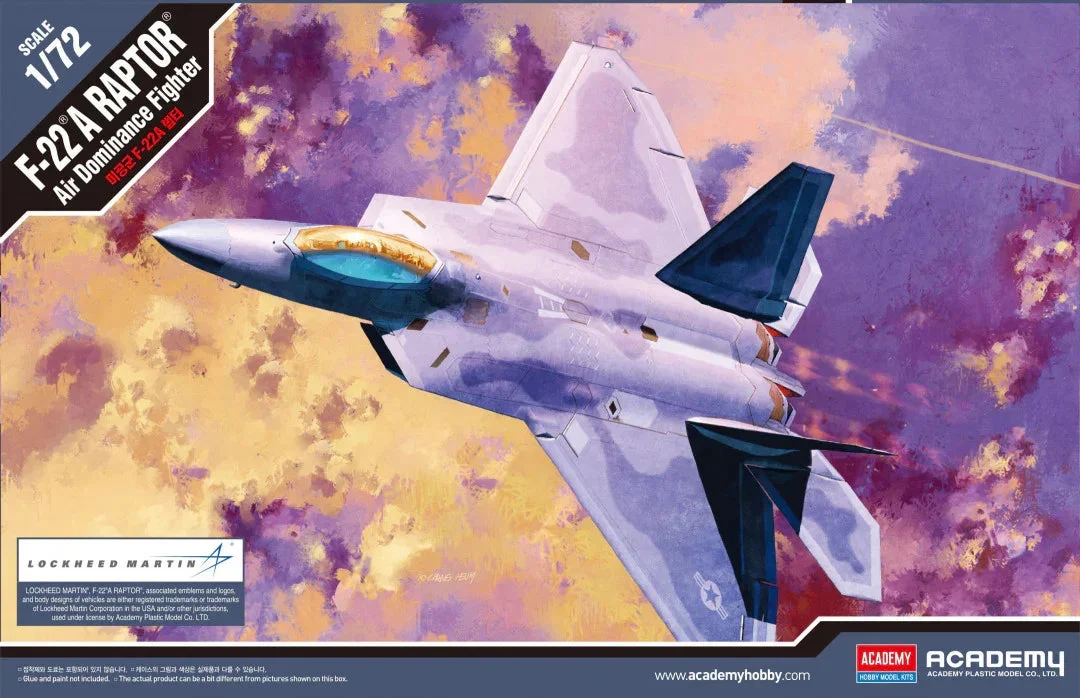 1/72 Academy F-22A Raptor Air Dominance Fighter 12423