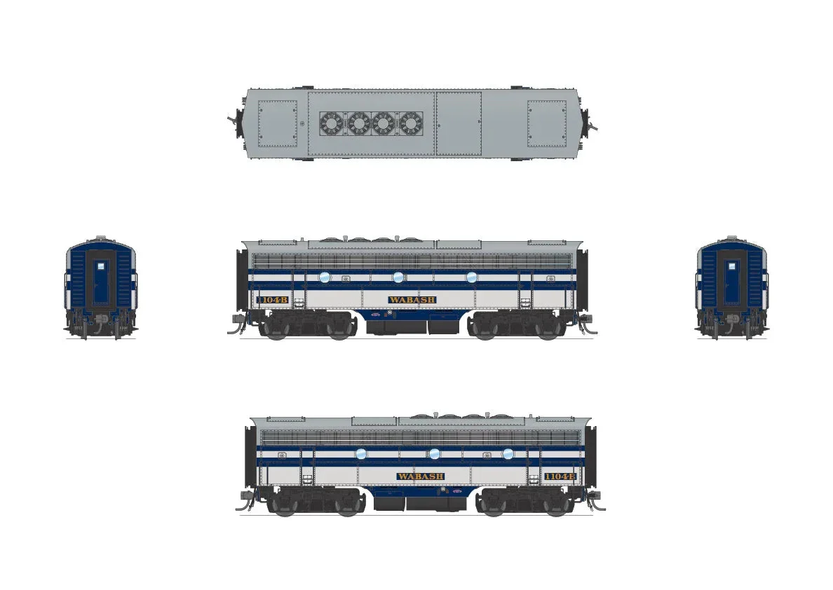 HO Broadway Ltd EMD F7 A/B Set Wabash #1104/1104B 6681