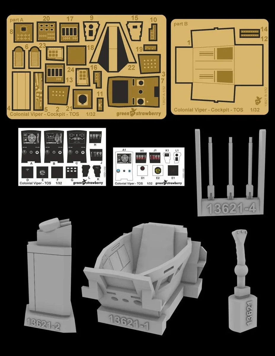 1/32 Green Strawberry Colonial Viper - Cockpit - TOS Upgrade Set 13621