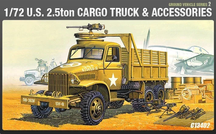 1/72 Academy U.S. 2.5Ton Cargo Truck & Accessories 13402 - Academy Models