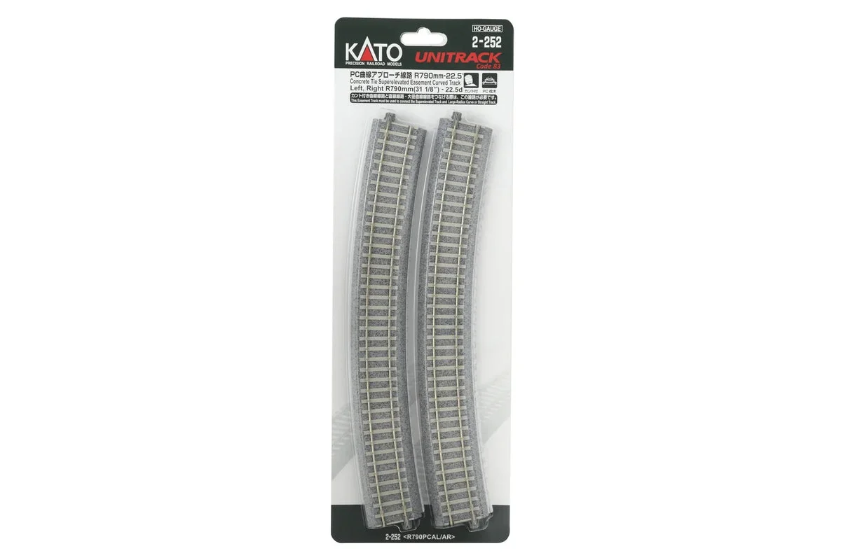 HO Kato 790mm (31 1/8″) Radius 22.5' CT Easement Track Left + Right 2-252