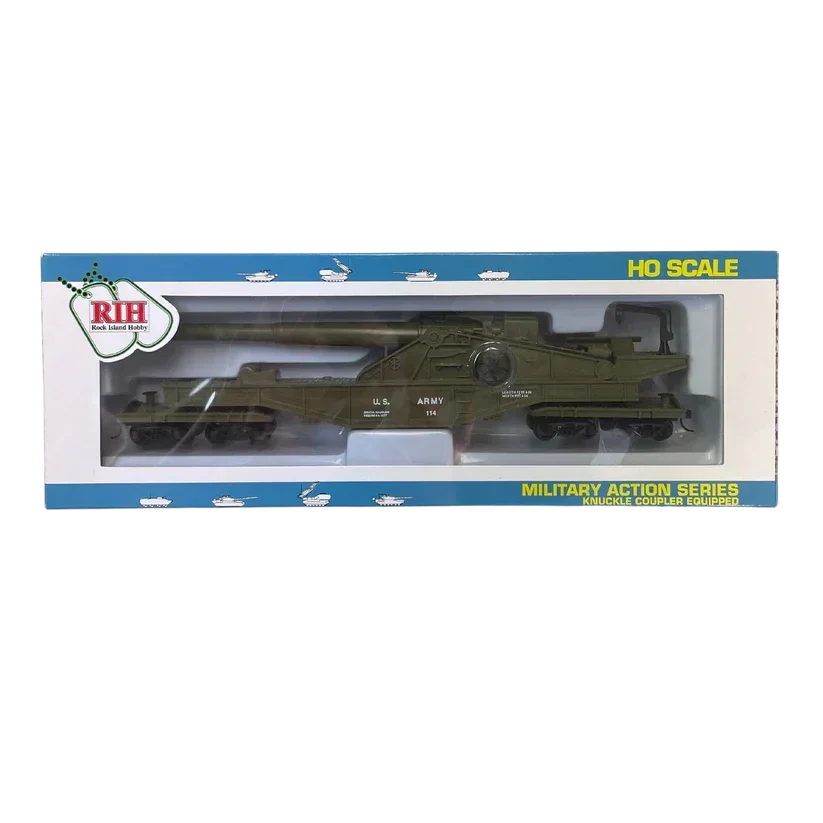 HO Rock Island US Army Big Gun with Crank (Raise/Lower) 32163 - Rock Island Hobby