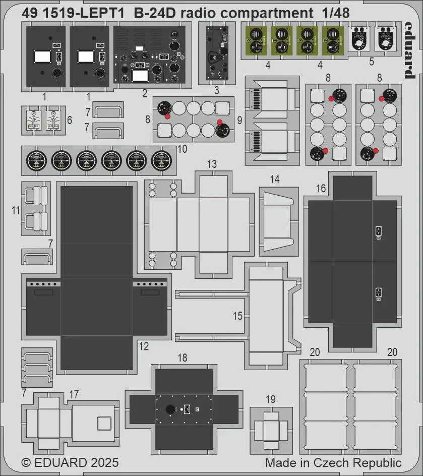 1/48 Eduard B-24D radio compartment Photo etched set for HOBBY BOSS kit 491519