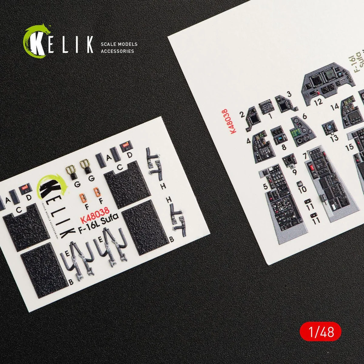 1/48 Kelik F-16I Sufa interior 3D decals for Kinetic kit K48038