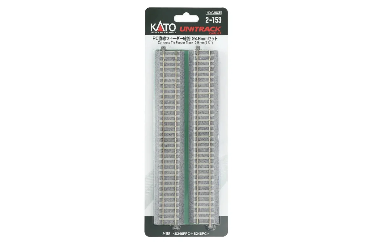 HO Kato 246mm (9 3/4″) Concrete Tie Feeder Track w/ Cable 2-153