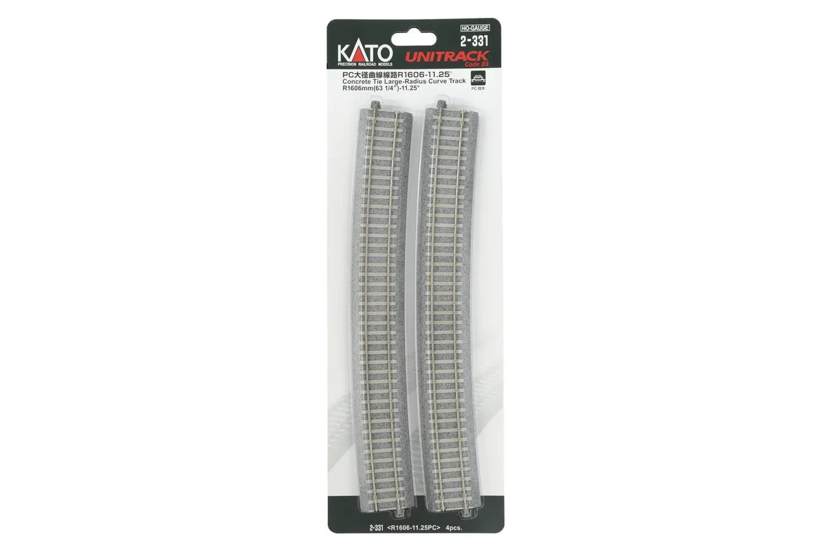 HO Kato Concrete Tie Large-Radius Curve (63 1/4″) -11.25″ [4pcs] 2-331