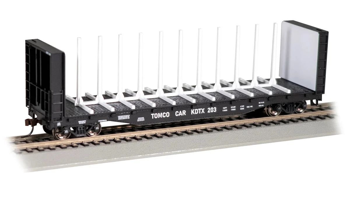 HO Bachmann 52' Center-Beam Flatcar - Tomoco Car #203 - 12908