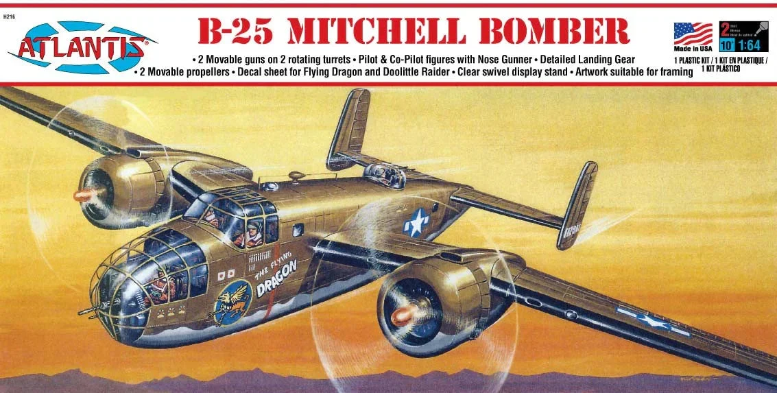 1/64 Atlantis Models Mitchell Bomber "The Flying Dragon" with Swivel Stand H216