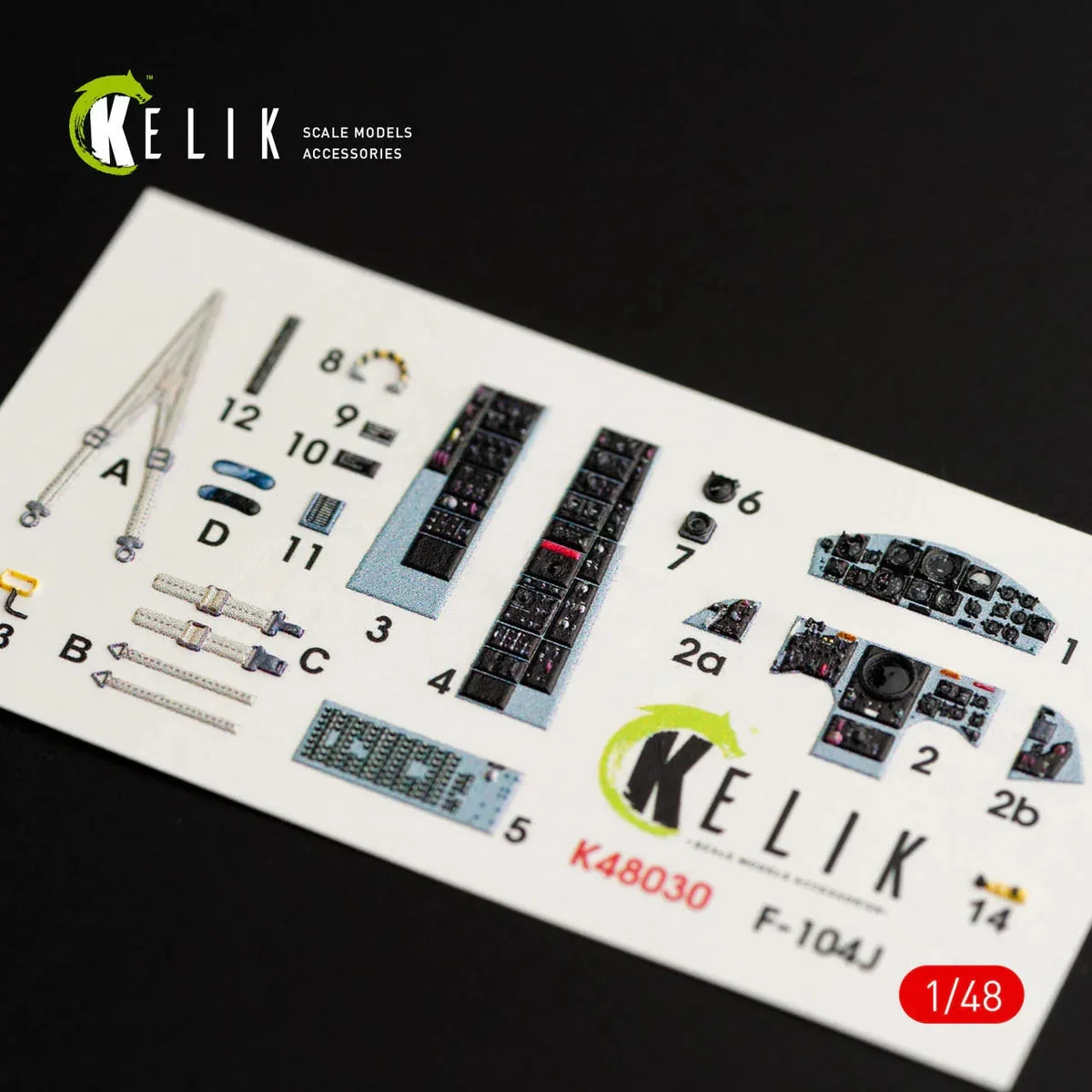 1/48 Kelik F-104J Starfighter interior 3D decals for Kinetic kit K48030