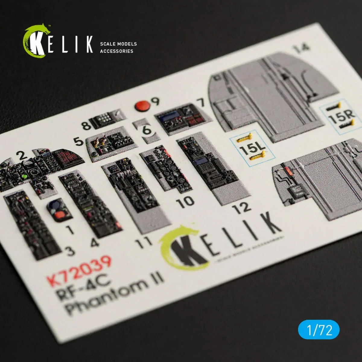 1/72 Kelik RF-4C Phantom II interior 3D decals for Hasegawa kit K72039