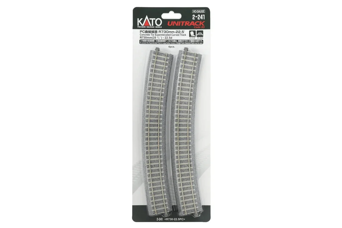 HO Kato 730mm (28 3/4″) Radius 22.5' CT Superelevated Curve Track [4pcs] 2-241