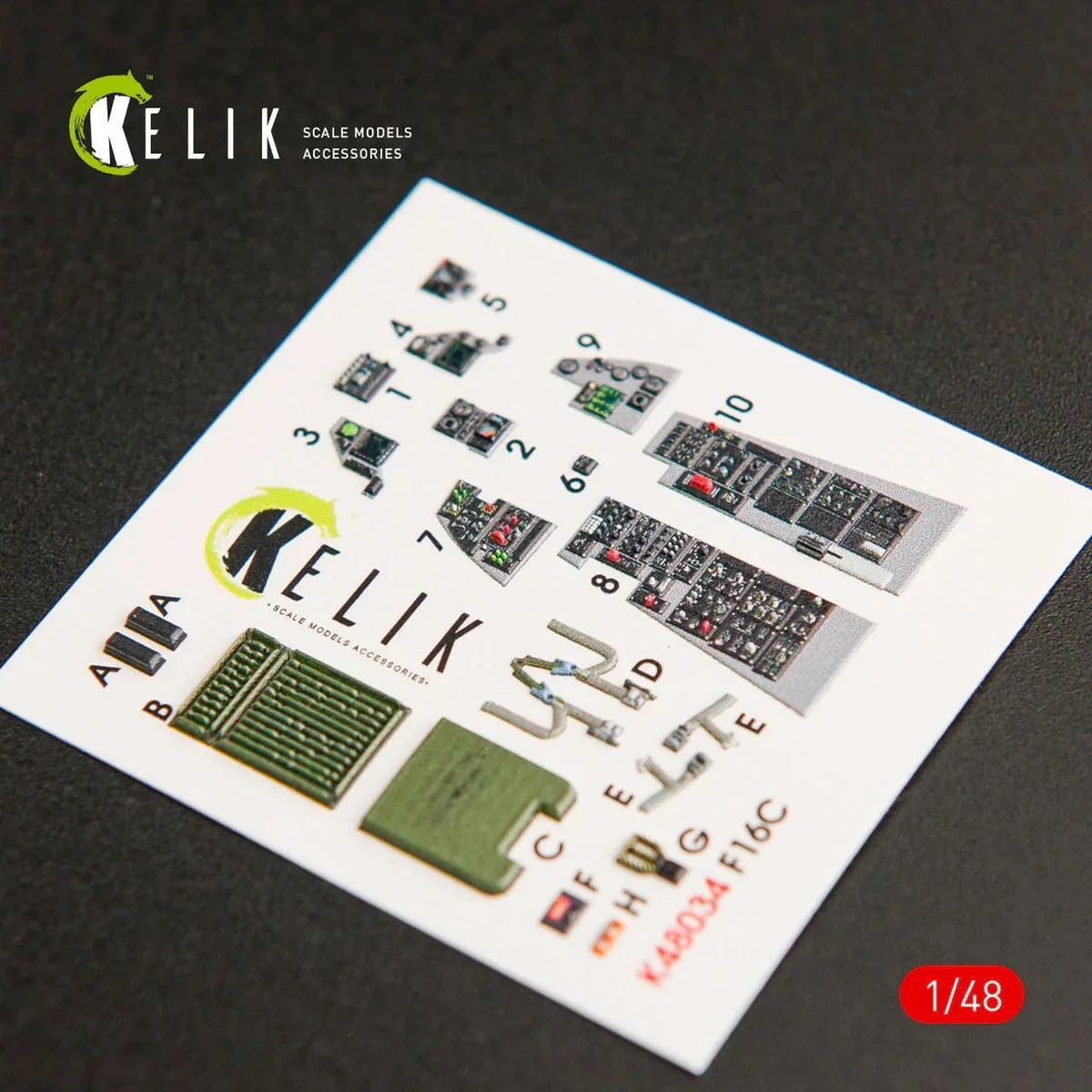 1/48 Kelik F-16C Fighting Falcon Interior 3D Decals for Kinetic Kit K48034