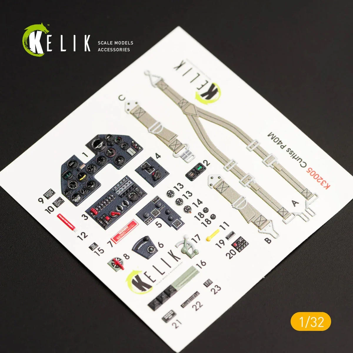1/32 Kelik P-40M Interior 3D Decals for Trumpeter Kit K32005