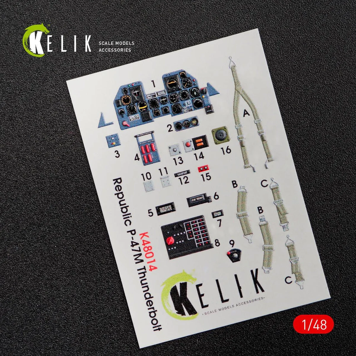 1/48 Kelik P-47M Thunderbolt Interior 3D Decals for Tamiya Kit K48014