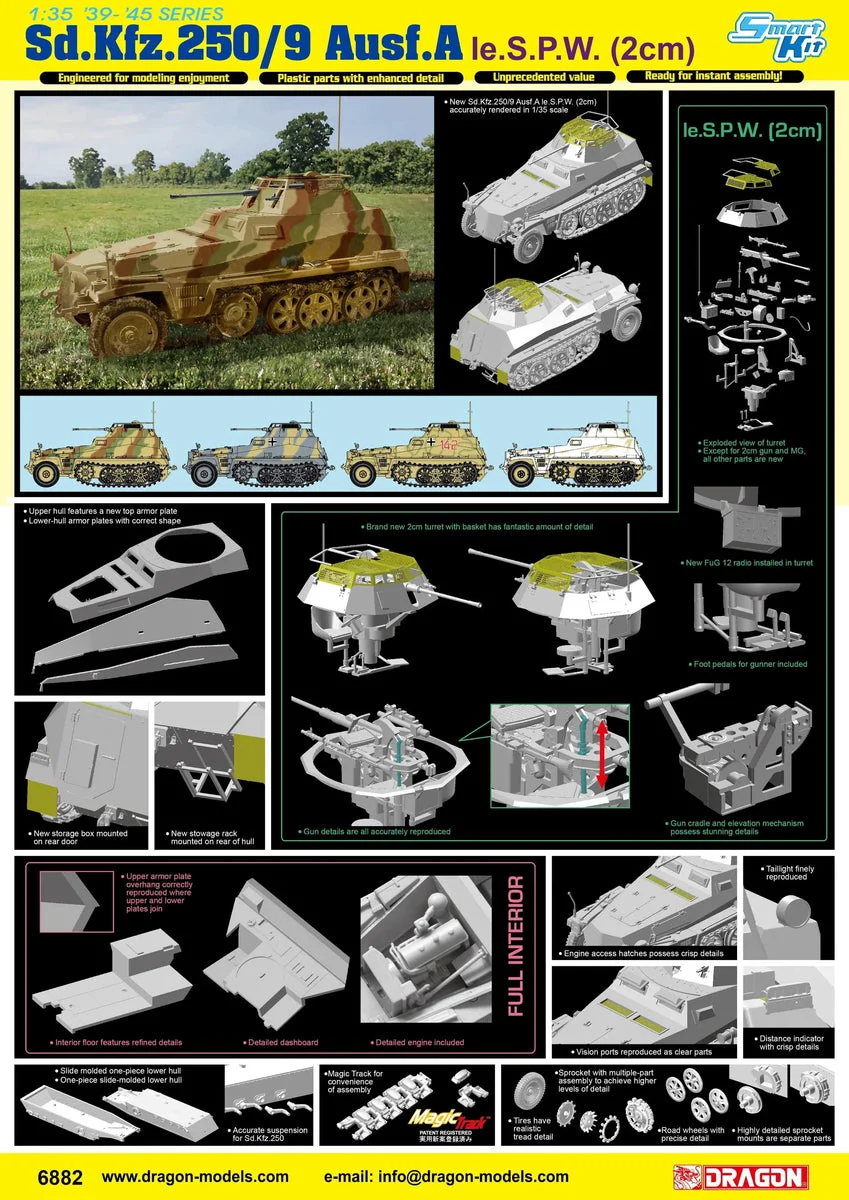 1/35 Dragon Model Sd.Kfz. 250/9 Ausf. A le. S.P.W (2cm) 6882 - Dragon Models