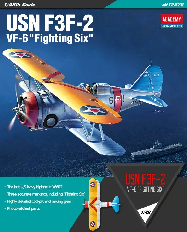 1/48 Academy US Navy Fighter F3F-2 VF-6 "Fighting Six" 12326