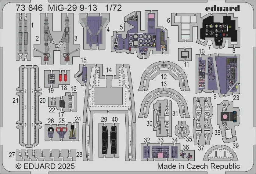 1/72 Eduard MiG-29 9-13 Photo etched set for GREAT WALL HOBBY kit 73846