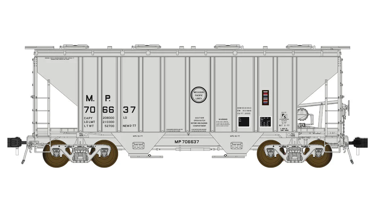 Class One Model Works HO Missouri Pacific PS3000CD Two-Bay Hopper Car MP #706642 - FC01014