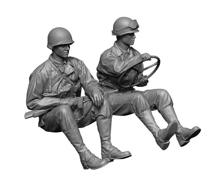 1/48 H3 Models WWII US Willys Crew set 3D Printed Figure 48114