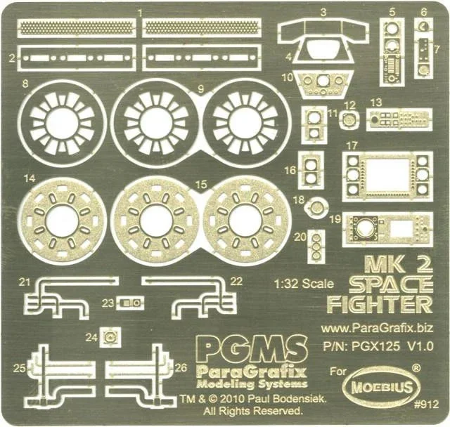 1/32 Paragrafix Battlestar Galactica Viper Mk II Photo-Etch/ Decal Set for MOE 125