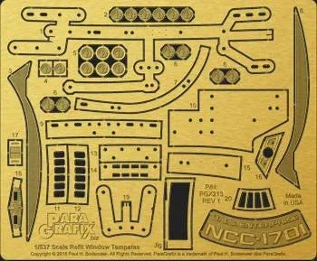 1/537 Paragrafix Enterprise Refit Window Templates Photo-Etch Set for AMT 213