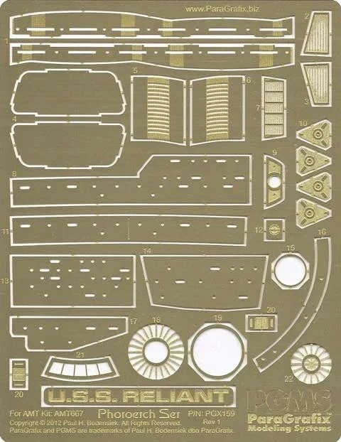 1/537 Paragrafix USS Reliant Photo-Etch Set for AMT 159