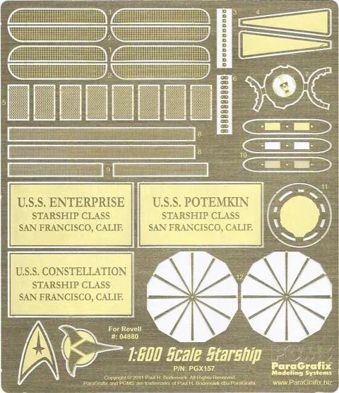 1/600 Paragrafix Starship Enterprise Photo Etch Set for Revell Models 157