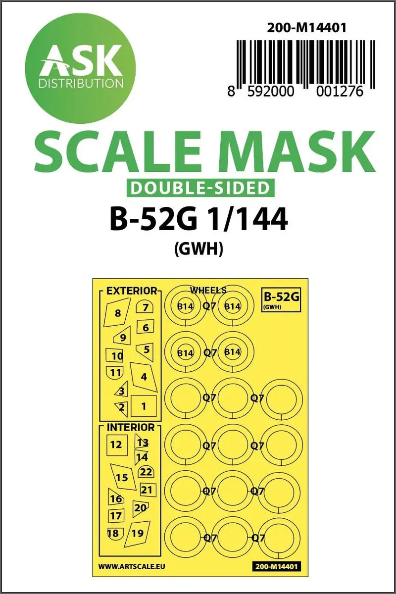 1/144 Art Scale B-52G Double-Sided Painting Mask for Great Wall Hobby 14401