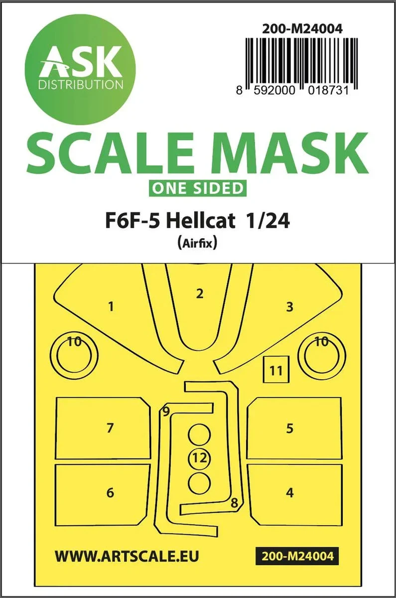 1/24 Art Scale F6F-5 Hellcat One-Sided Express Masks for Airfix 24004