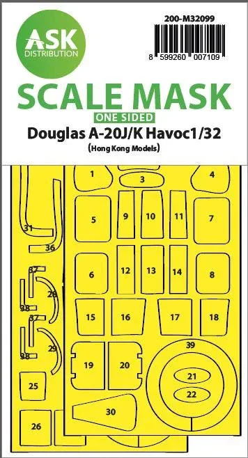 1/32 Art Scale A-20J/K Havoc - One-Sided Express Mask for HK Models 32099