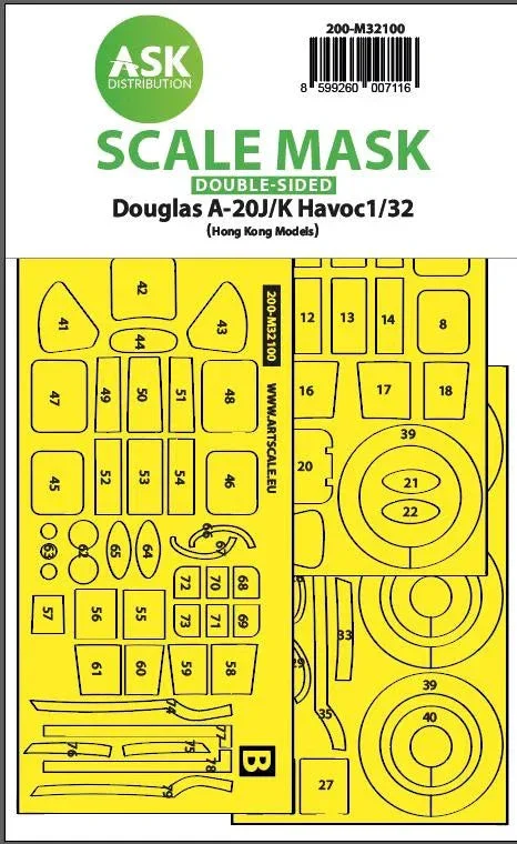 1/32 Art Scale A-20J/K Havoc Double-Sided Express Mask for HK Models 32100