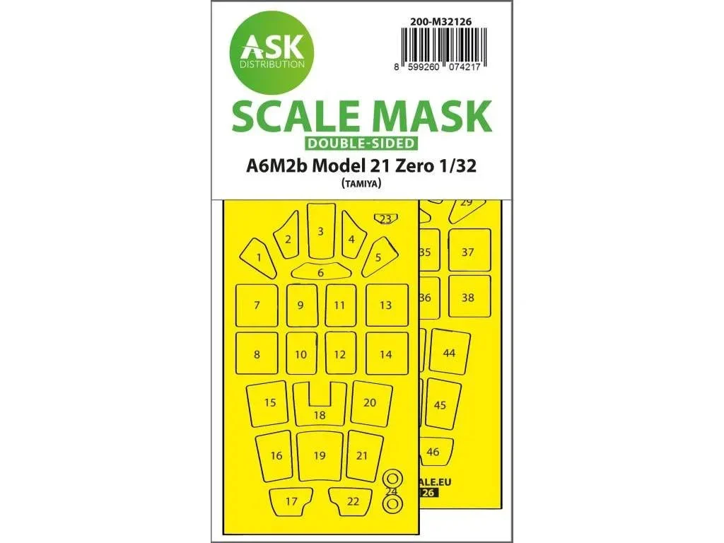 1/32 Art Scale A6M2b Model 21 Zero Double-Sided Express Fit Mask for Tamiya 32126