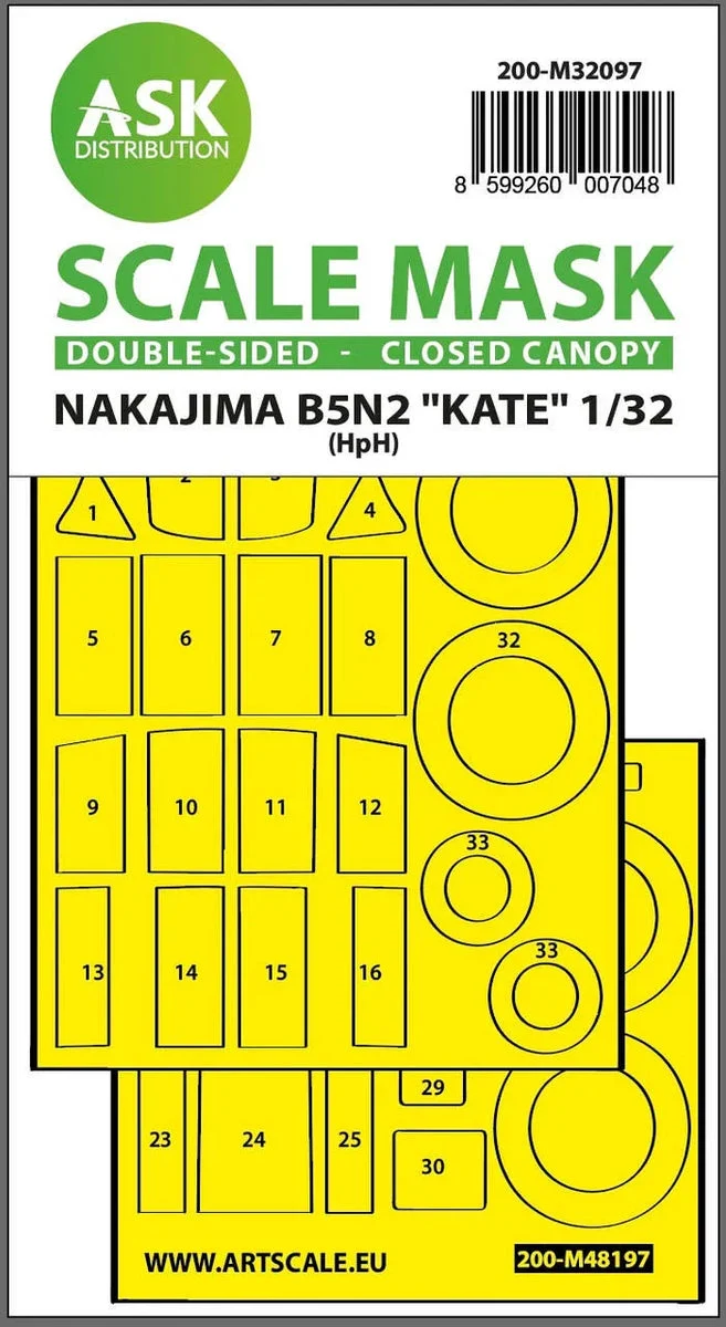 1/32 Art Scale B5N2 Kate Closed Canopy - Double-Sided Express Mask for Infinity 32097