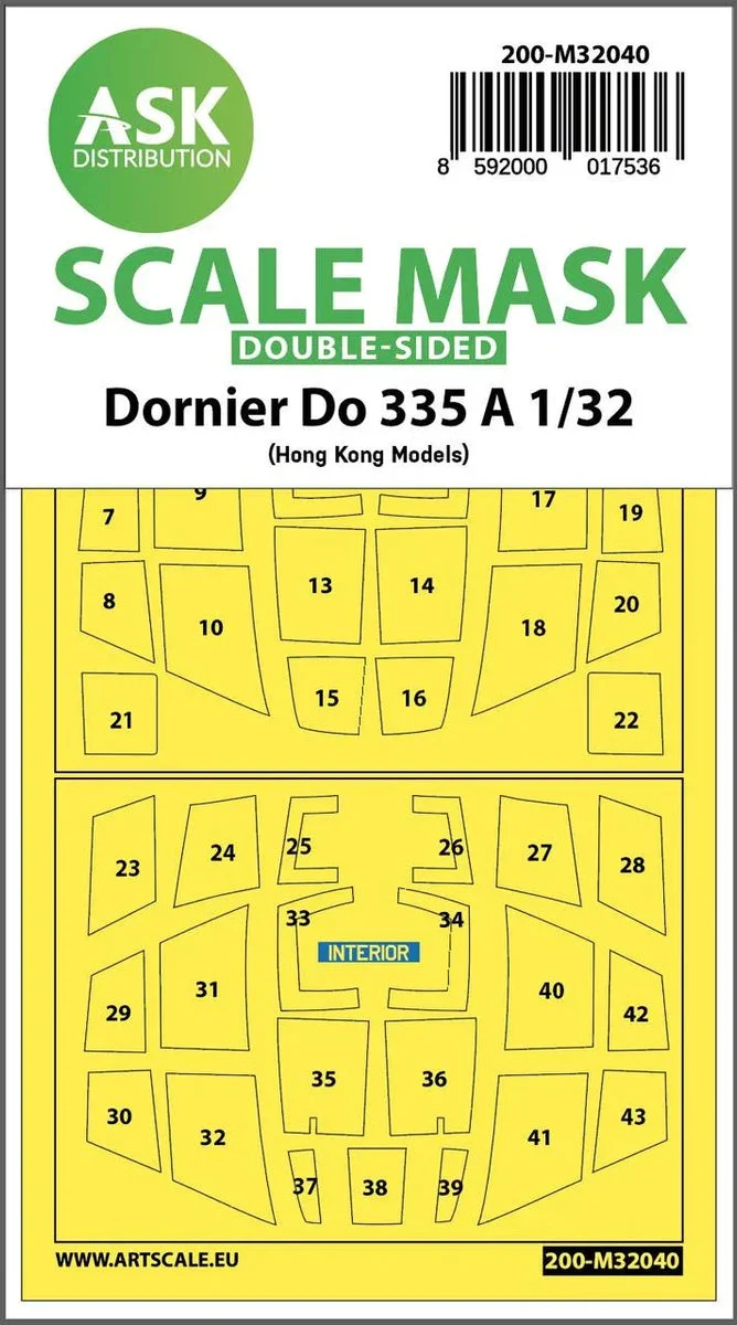 1/32 Art Scale Dornier Do 335A Double-Sided Mask for HK Models 32040