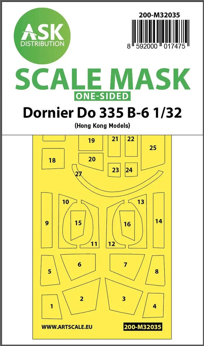 1/32 Art Scale Dornier Do 335B-6 One-Sided Mask for HK Models 32035