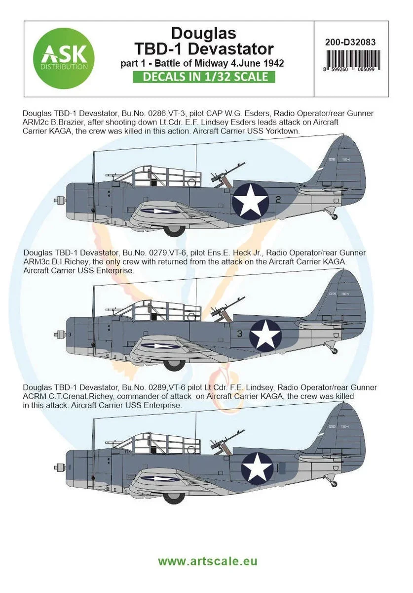 1/32 Art Scale Douglas TBD-1 Devastator Part 1 - Battle of Midway 4. June 1942 32083