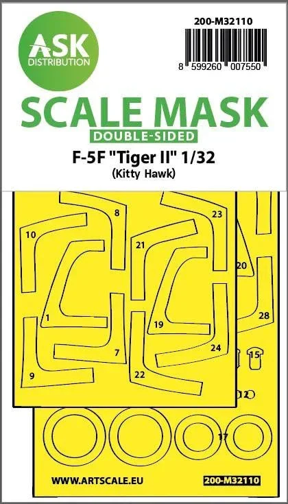 1/32 Art Scale F-5F Tiger II Double-Sided Express Fit Mask for 32110