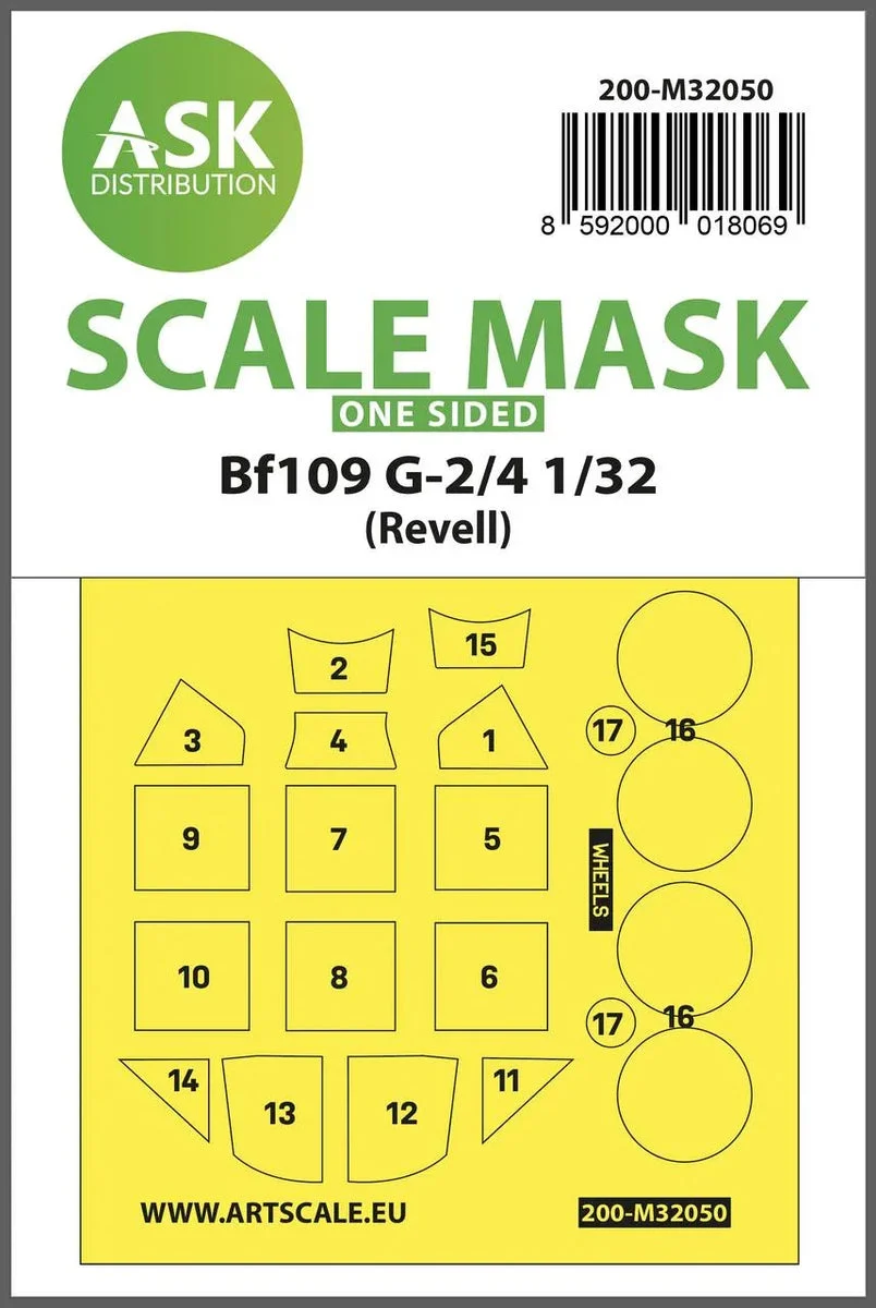 1/32 Art Scale Messerschmitt Bf 109G-2/G-4 One-Sided Express Masks for Revell 32050