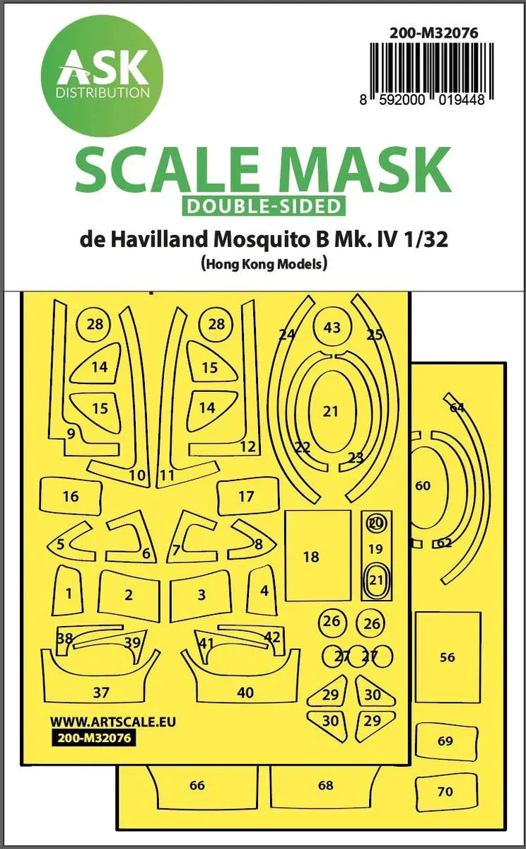 1/32 Art Scale Mosquito B Mk.IV Double-Sided Fit Mask for Hong Kong Model 32076