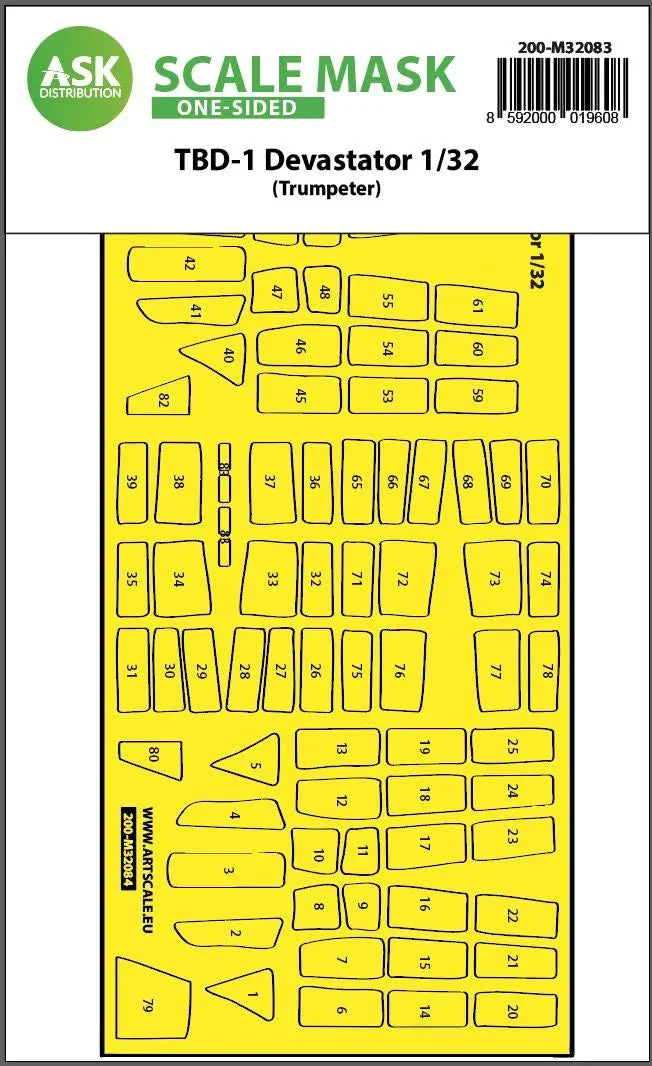 1/32 Art Scale TBD-1 Devastator One-Sided Express Fit Mask for Trumpeter 32083
