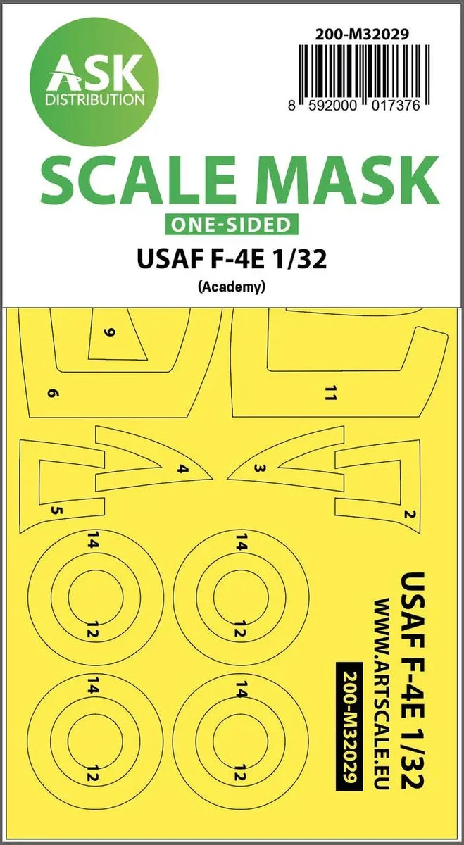 1/32 Art Scale USAF F-4E Phantom Viet-Nam War One-Sided Mask for Academy 32029