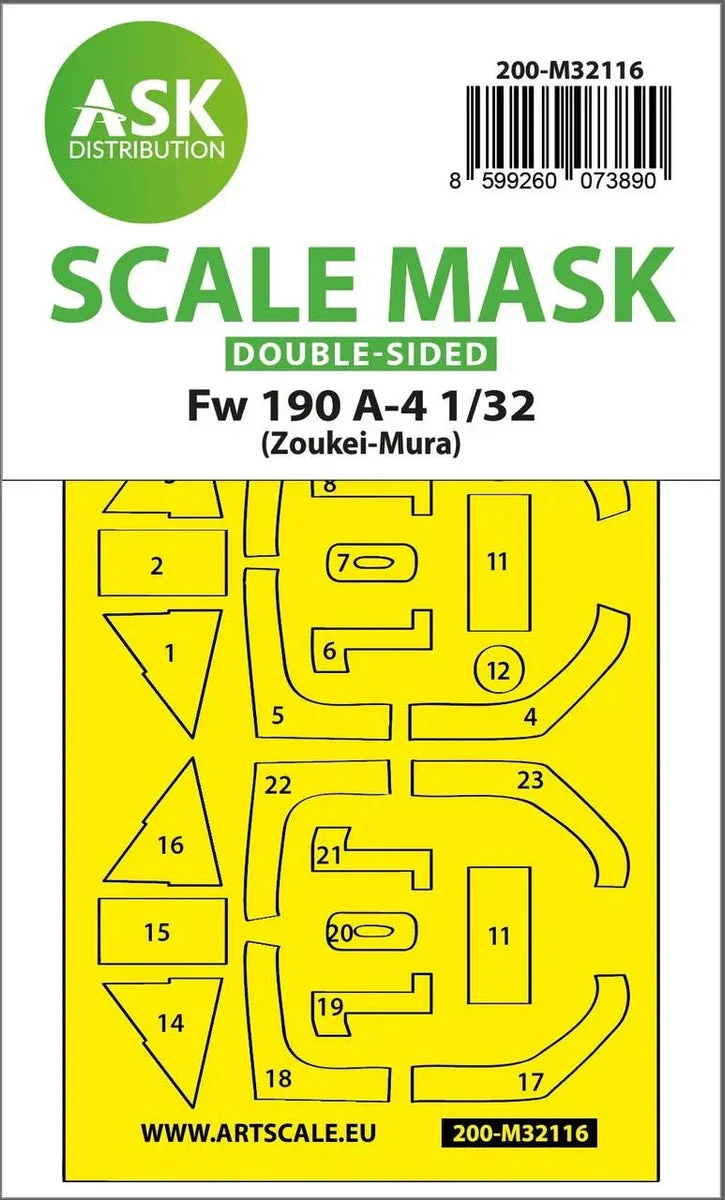 1/32 Art Scale Fw 190A-4 Double-Sided Express Fit Mask for Zoukei-Mura 32116