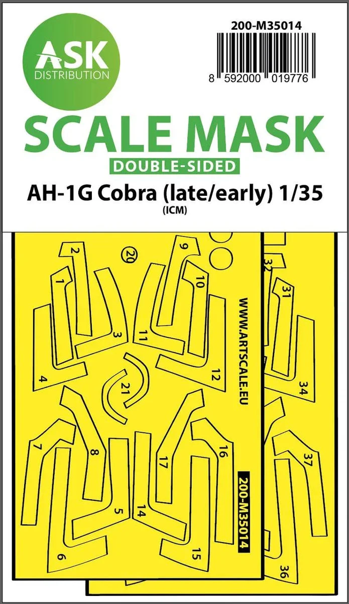 1/35 Art Scale AH-1G Cobra (Early/Late) Double-Sided Express Fit Painting Mask for ICM 35014