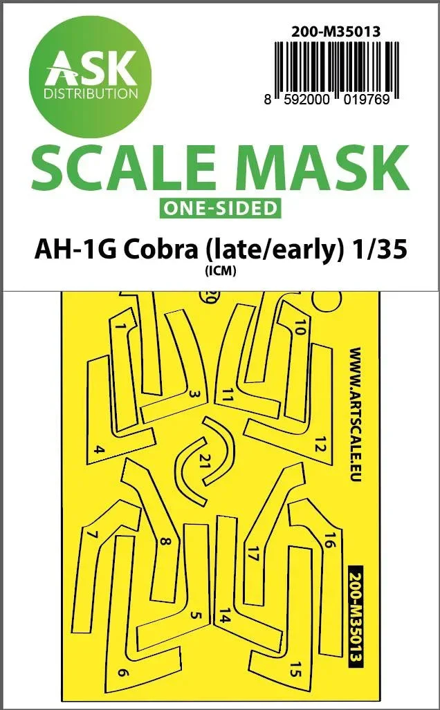 1/35 Art Scale AH-1G Cobra (Early/Late) One-Sided Express Fit Painting Mask for ICM 35013