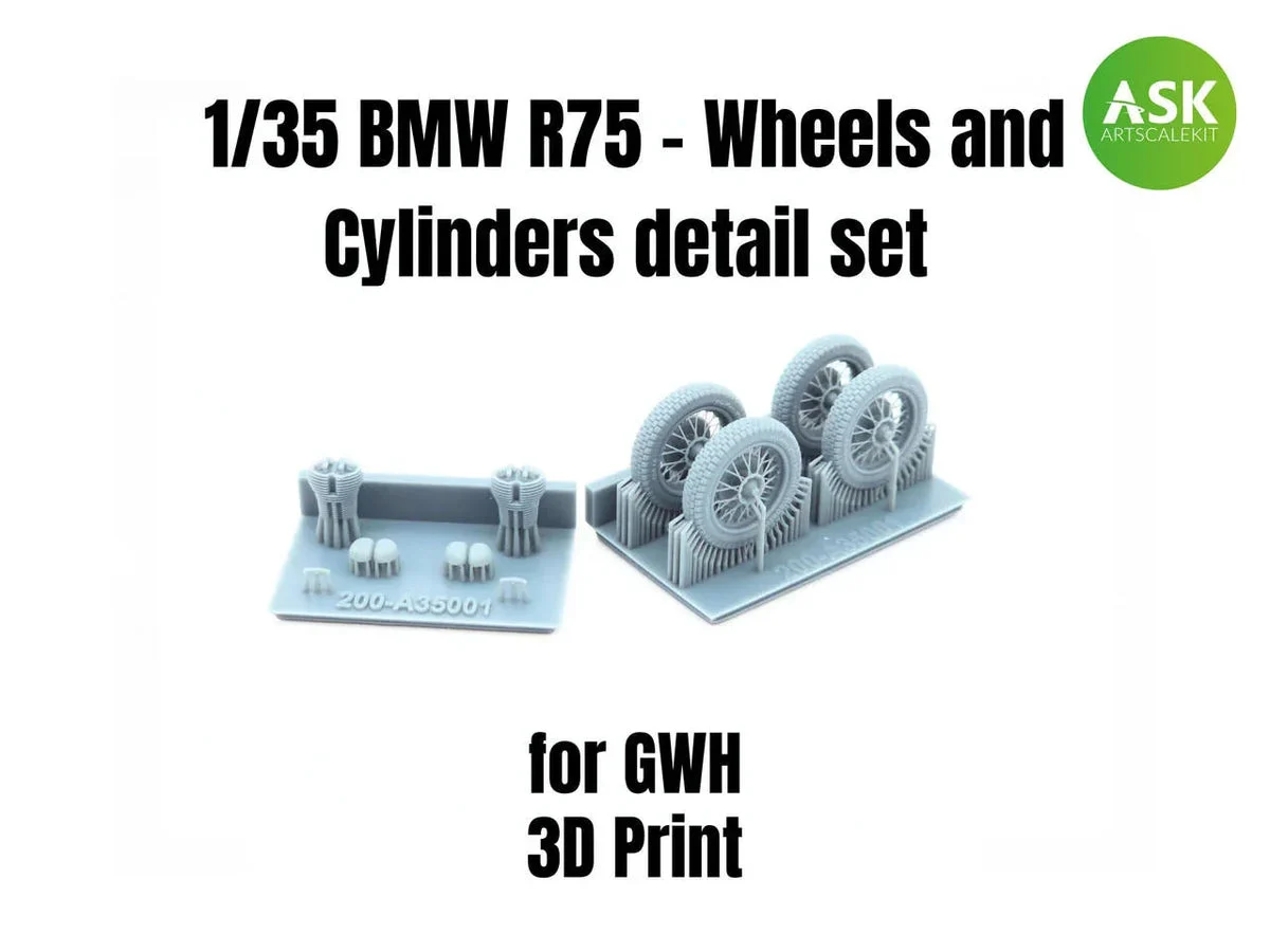 1/35 Art Scale BMW R75 - Wheels and Cylinders Detail Set Recommended for GWH 35001